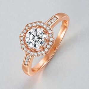 Rose Gold Octagon Engagement Ring Size 9